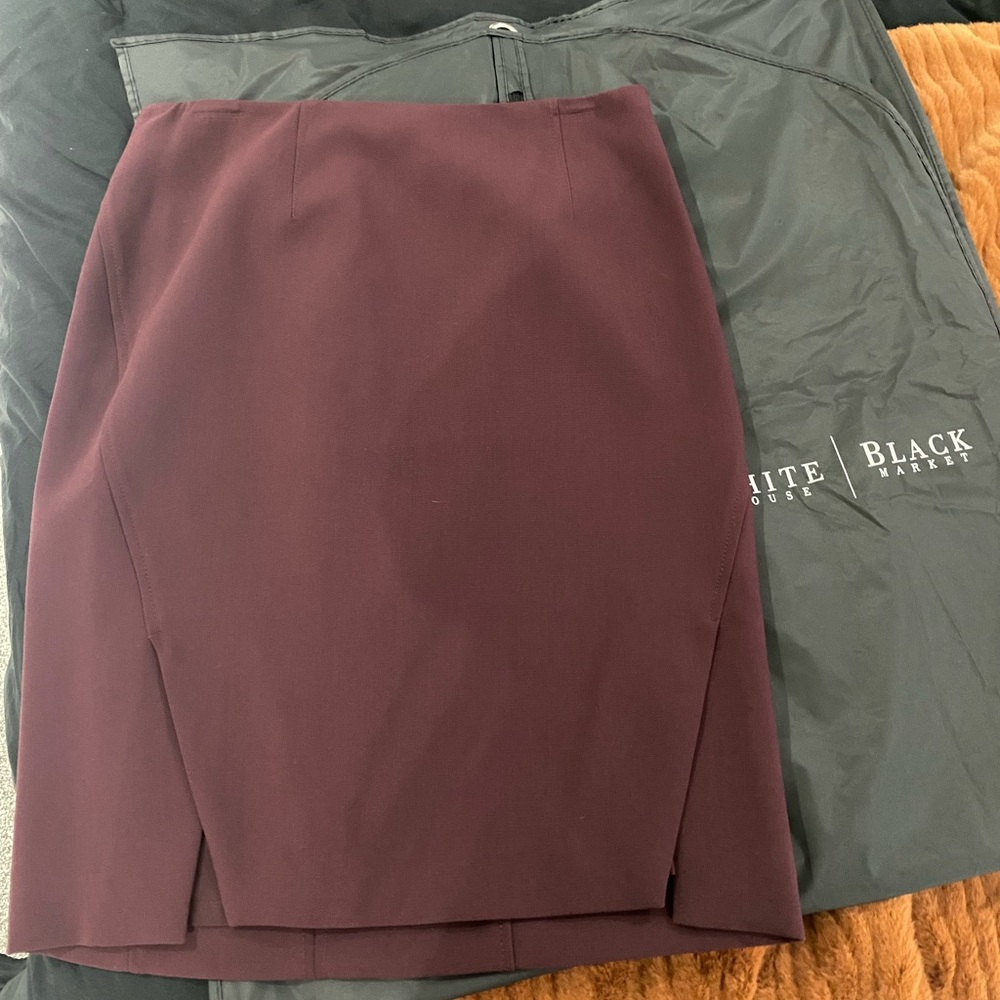 White House Black Market Women's Burgundy Skirt